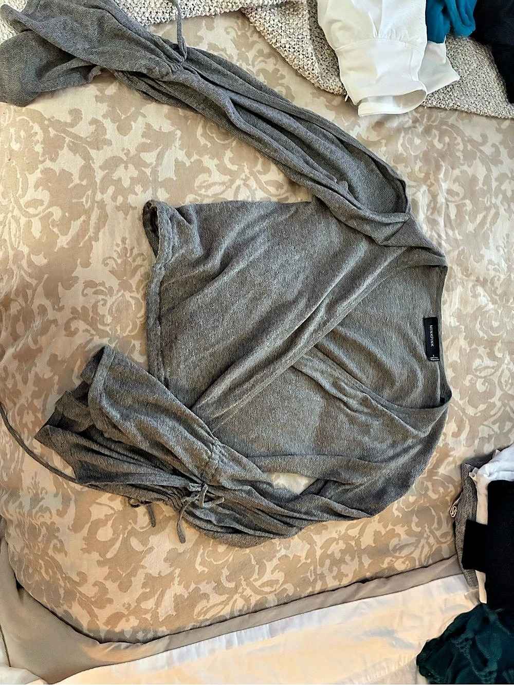 Gray long Sleeve knit Top